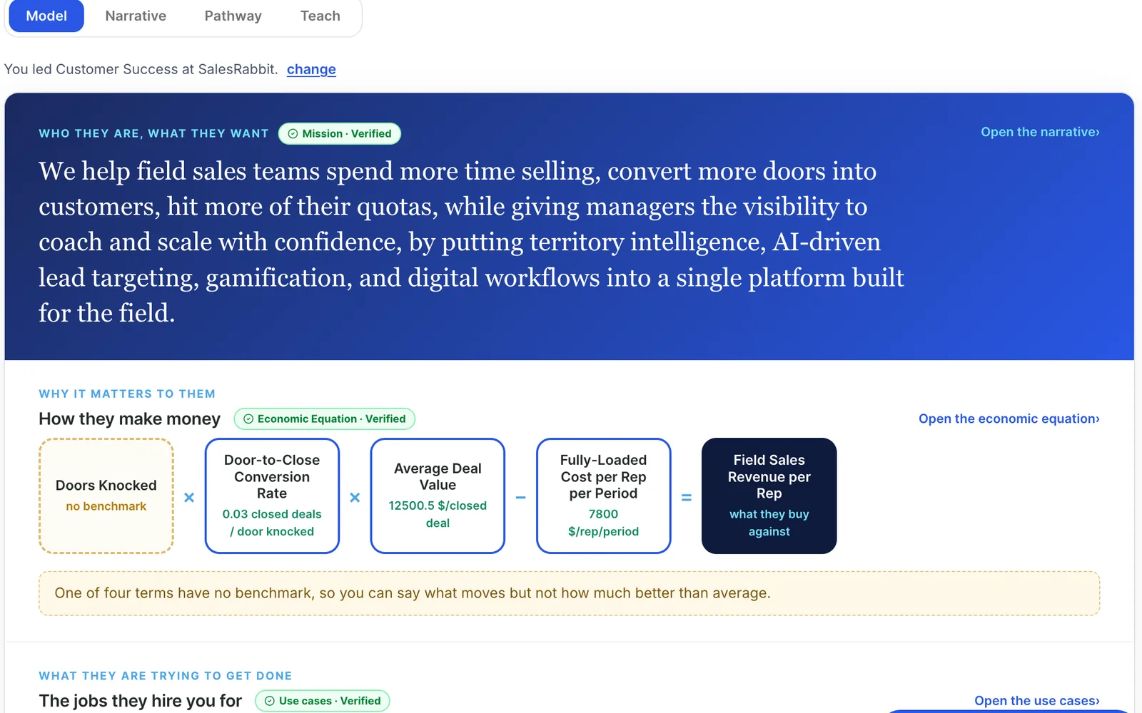 The first look: your company's mission and your customers' economics, drafted in a minute